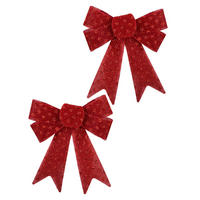 SCHLEIFE Santa Lila 2er Set Rot 15x15x15,5 cm Kunststoff - Rot, Kunststoff (15/15.5/15cm) - Mondex