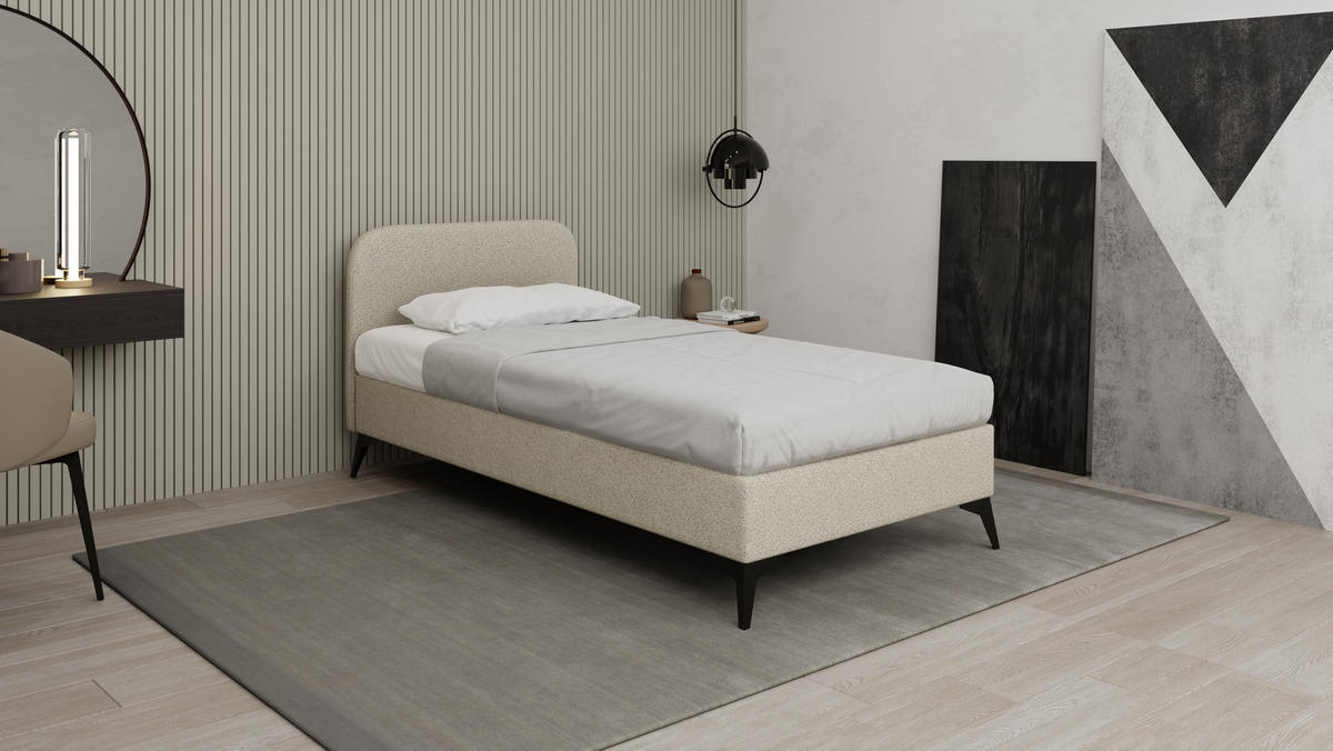 POLSTERBETT Mavilo 100 x 200 cm mit Bettkasten und Lattenrost federkernmatratze 18cm - beige - Beige, Holz (100/200cm) - Panda Möbel