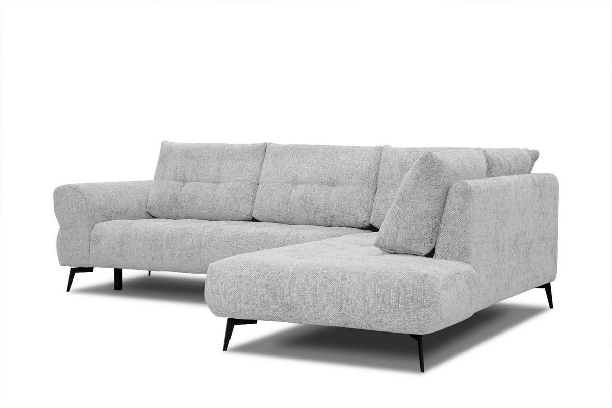 ECKSOFA SALVINI 5-Sitzer, hellgrau - Hellgrau/Schwarz, Holzwerkstoff/Textil (292/158cm) - Courtois Laville