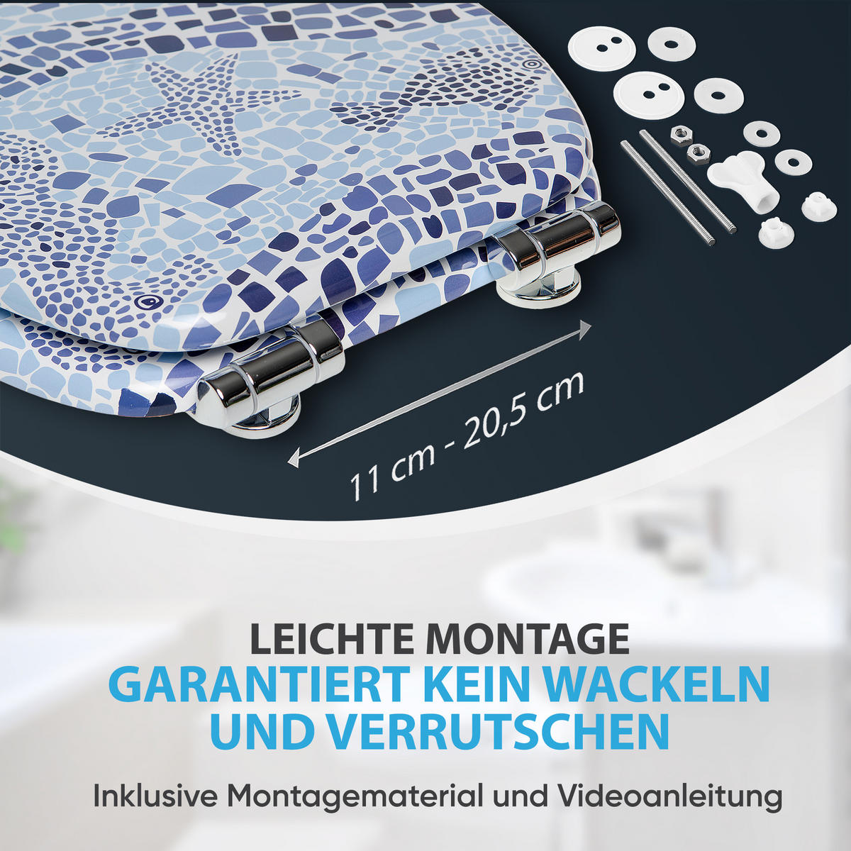 WC-SITZ mit Absenkautomatik Mosaic World - Blau, Holzwerkstoff (38/6/47cm) - Sanilo