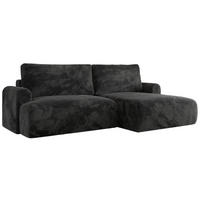 ECKSCHLAFSOFA TONO L Dunkelgrau Plüsch - rechts - Dunkelgrau/Schwarz, Kunststoff/Textil (150/260cm) - MKS