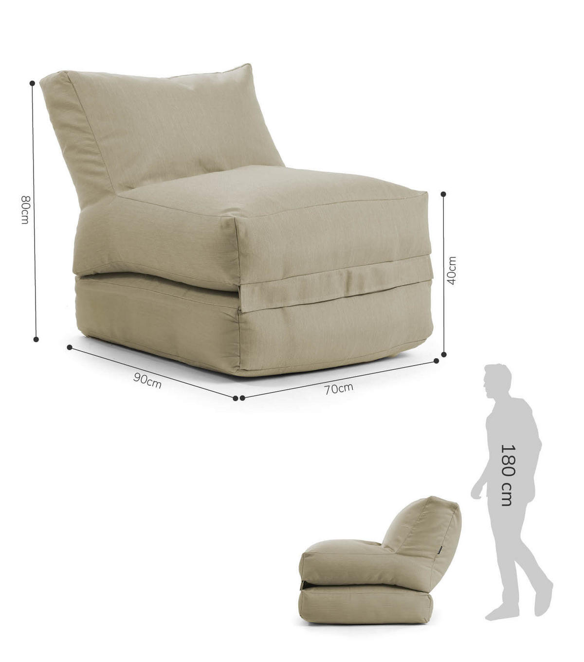 SITZSACK und Hülle Der Summerdream - Beige, Textil (70/80/90cm) - Mokebo