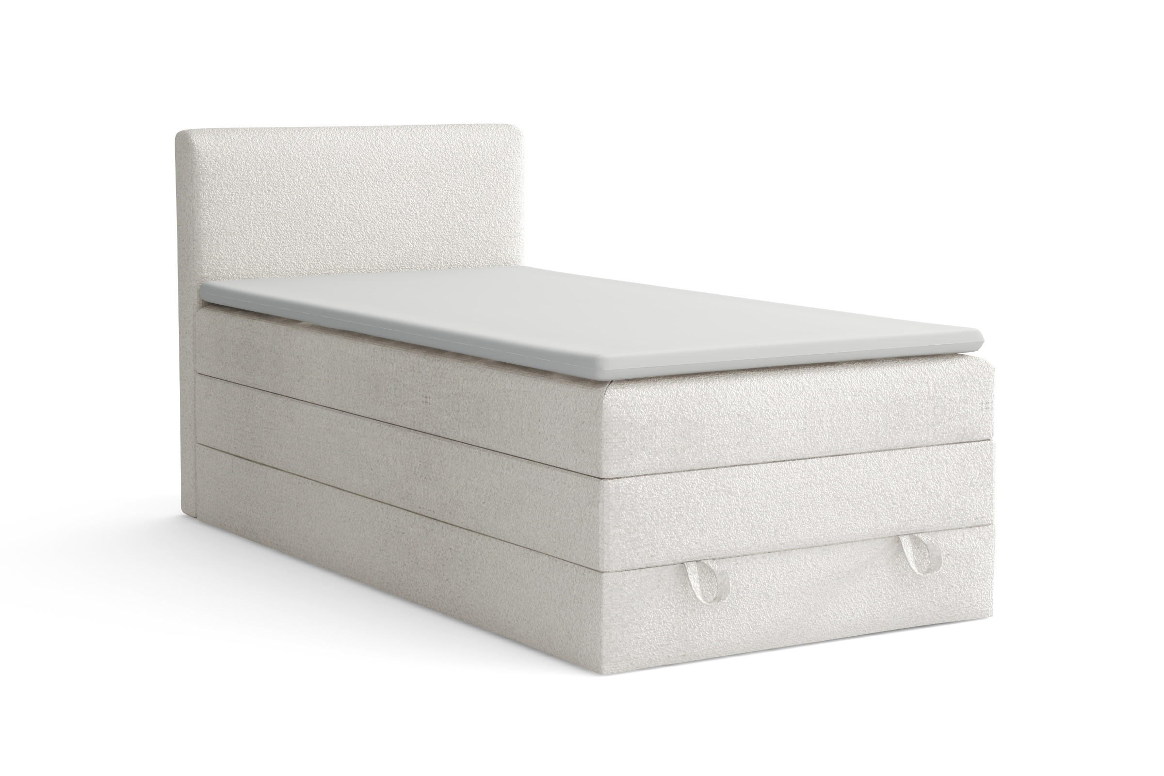 BOXBETT JUNG LUX 90/200 in Boucle Weiß - Weiß, Holz/Holzwerkstoff (90/200cm) - Deine Möbel 24