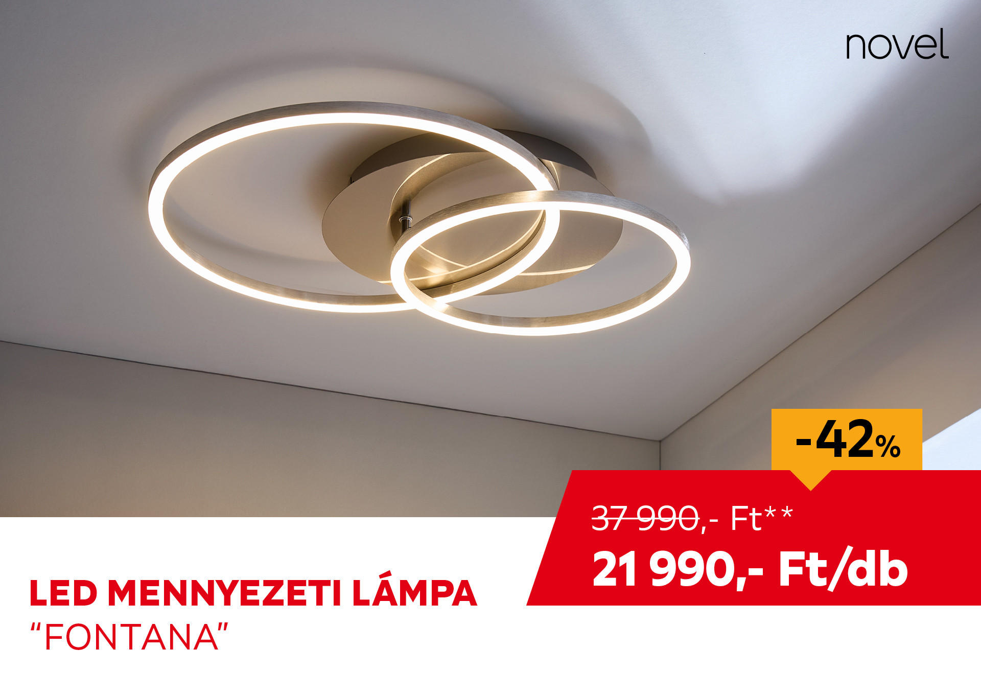 LED MENNYEZETI LÁMPA "FONTANA" Kiemelt termék 37990 Ft.- helyett 21990 Ft.-