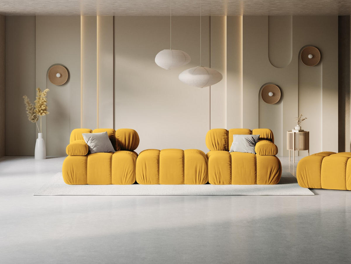 MODULARES-SOFA Bellis aus Samt gelb 3 Sitzplätze - Gelb, Textil (188/63/188cm) - Micadoni