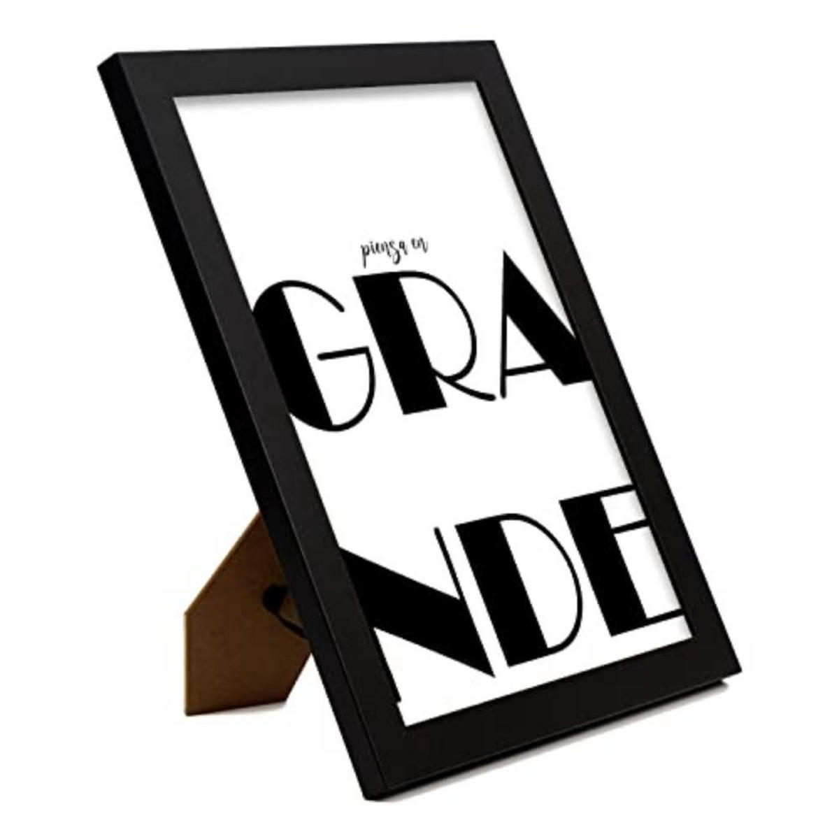 POSTER Set mit 4 Nachdenken TypografieStil A4 Schwarzer Rahmen - Schwarz, Papier (29.7/3cm) - Nacnic