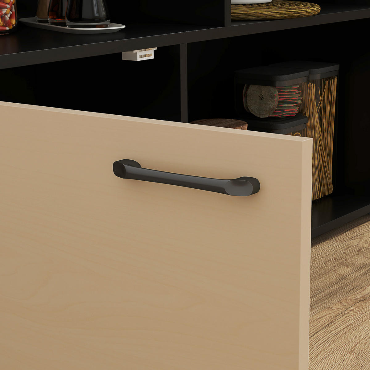 BARSET 3-tlg. DE-08025 mit klappbarer Tischplatte und 2 Barhockern Eiche - Eichefarben/Schwarz, Holzwerkstoff (70/89.5/116cm) - ComfortXL