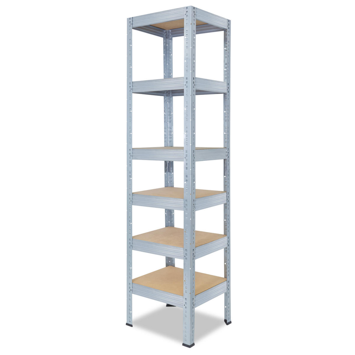 SCHWERLASTREGAL PRO 230x60x60 cm in verzinkt mit 6 Böden und 166 kg Traglast pro Boden - Silberfarben, Metall (60/230/60cm) - shelfplaza