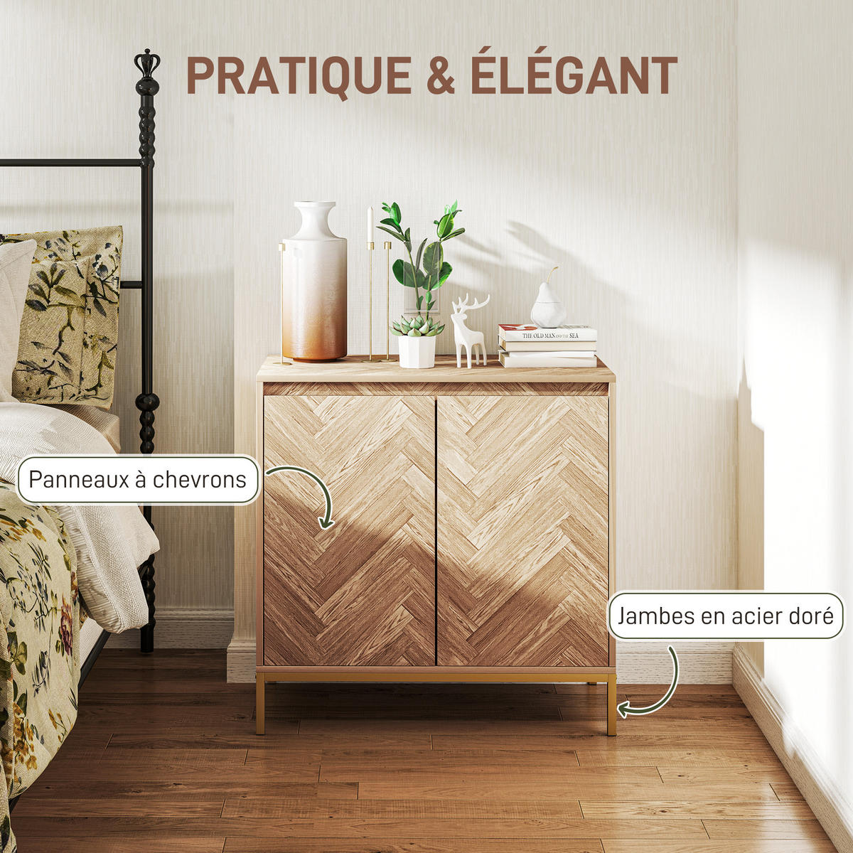 SIDEBOARD Eiche-Nachbildung, 2 Türen, 78/40/78 cm - Naturfarben, Holz (78/78/40cm) - PANGIVO