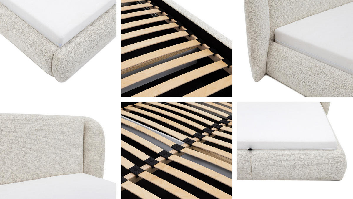 POLSTERBETT Jamika - Hellgrau, Holz/Textil (180/200cm) - MIRJAN24