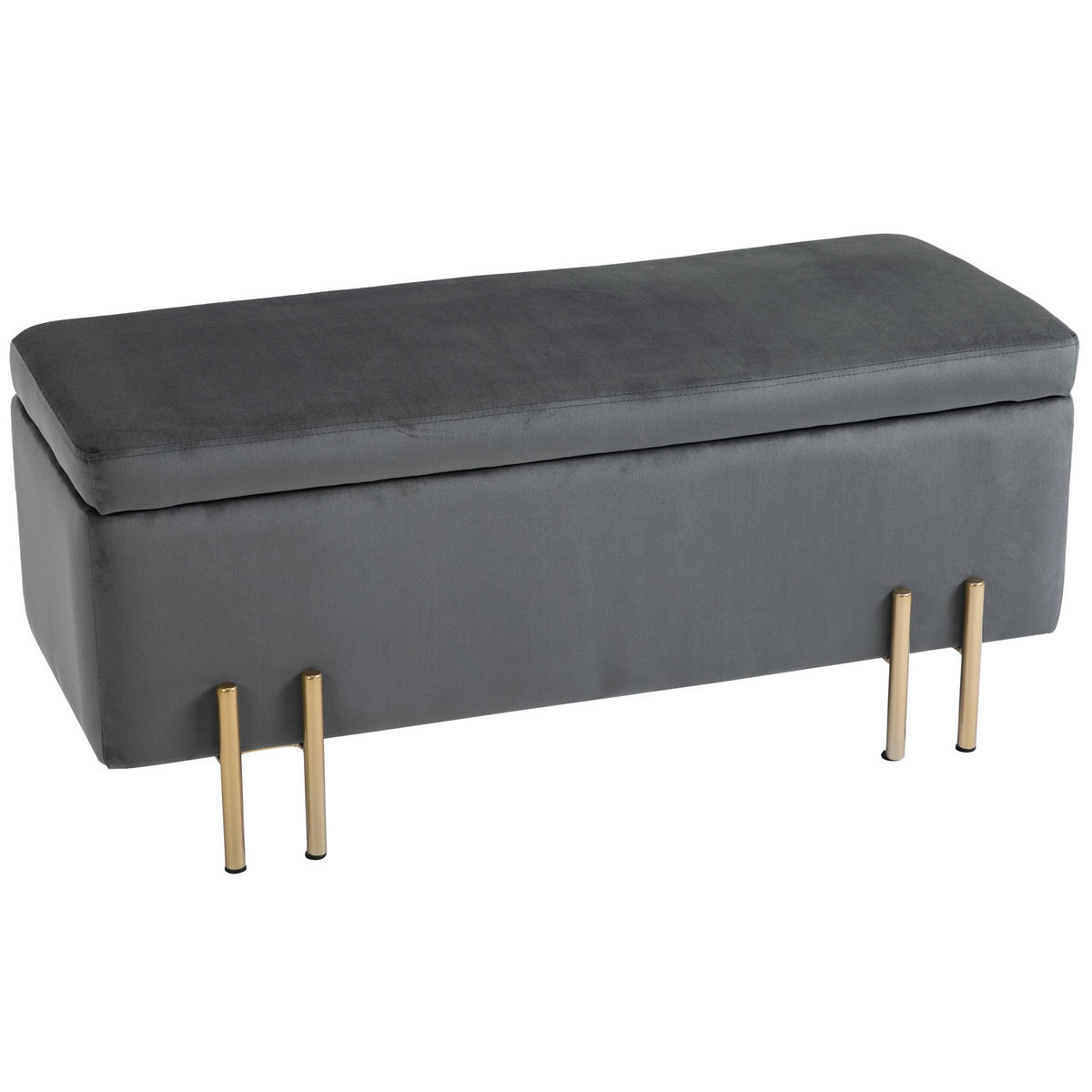 TRUHENBANK DE-07182 Samtoptik, Metallbeine, bis 220 kg Dunkelgrau - Dunkelgrau, Holz/Textil (40/42/100cm) - ComfortXL
