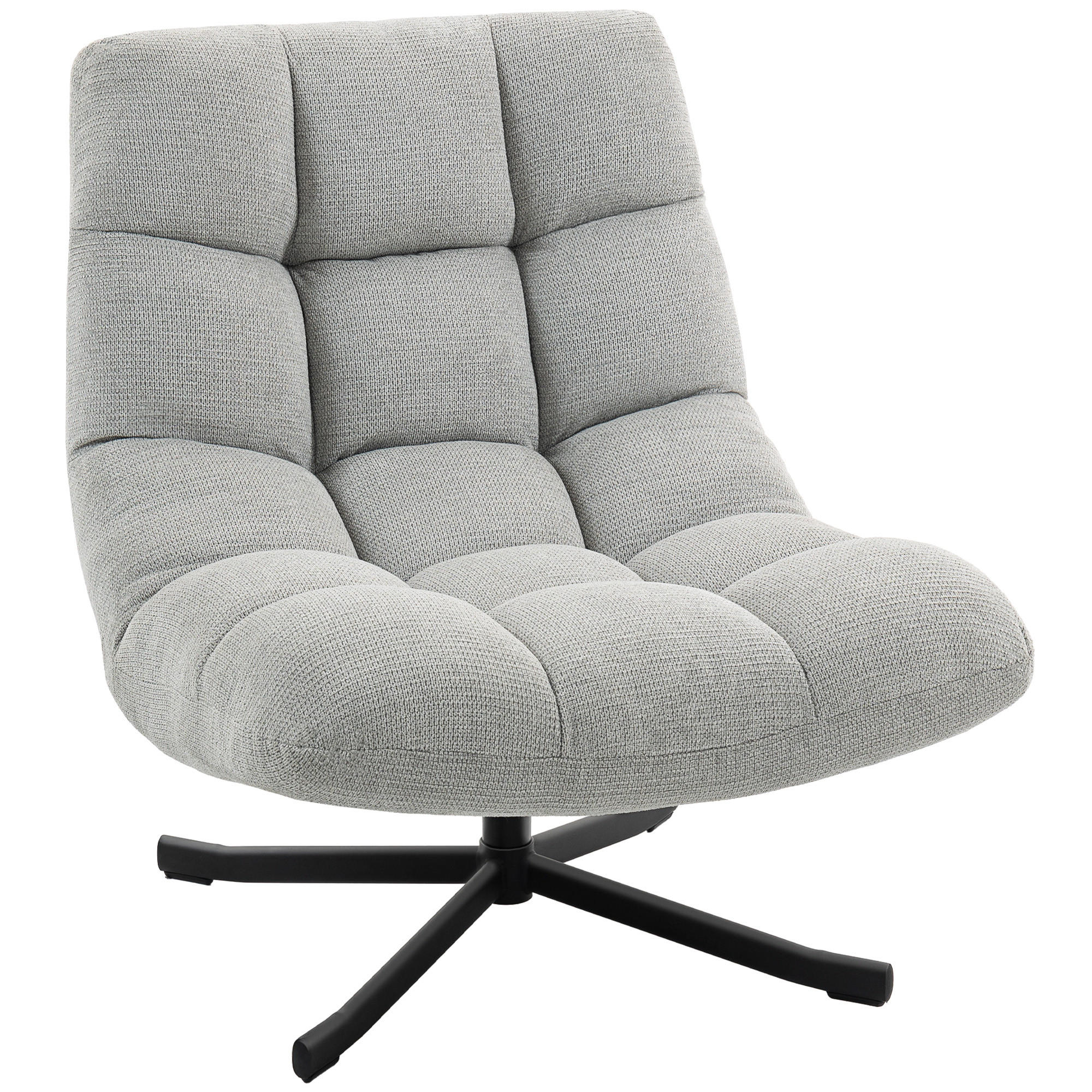 LOUNGESESSEL Chenille Stahl Hellgrau - Hellgrau/Schwarz, Textil/Metall (75/90/95cm) - HOMCOM