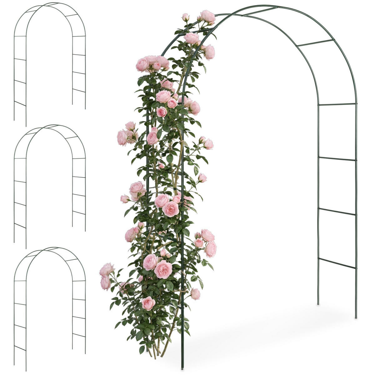 ROSENBOGEN 4er Set, 140 x 40 x 240 cm, grün - Grün, Metall (40/240/140cm) - tectake