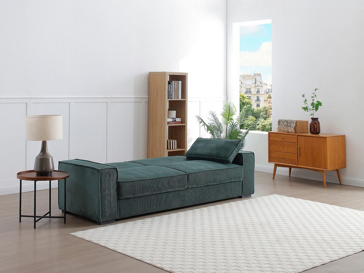 SCHLAFSOFA - 3 Personen - Samt - Tannengrün - - Waldgrün, Textil (230/90/95cm) - Vente-Unique