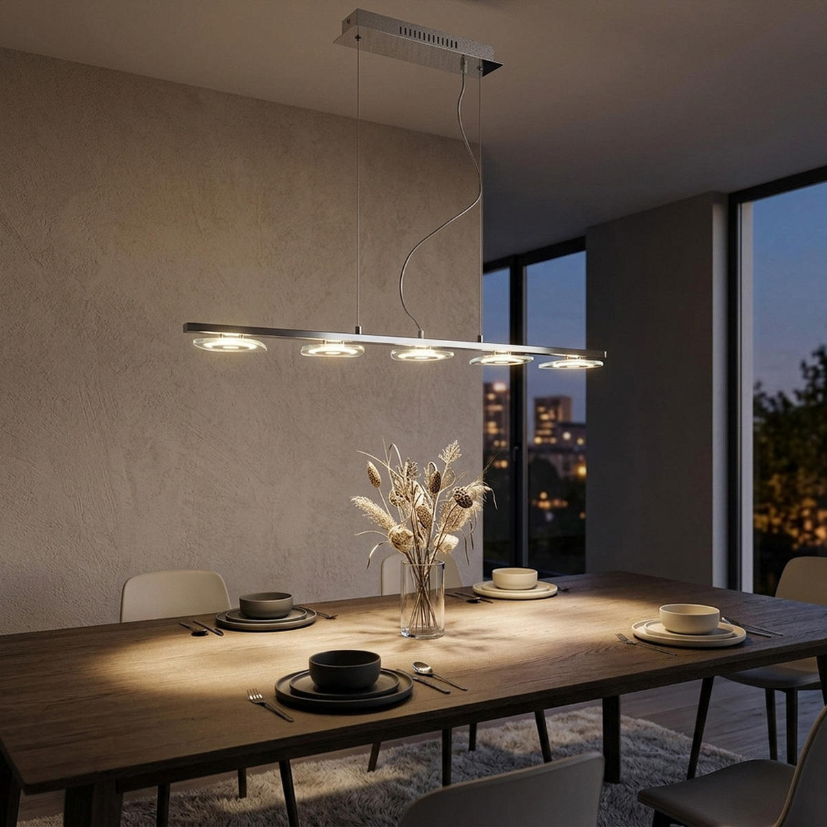LED HÄNGELEUCHTE Chrom Glas satiniert Silber - Silberfarben, Glas (90/13/150cm) - Globo Lighting