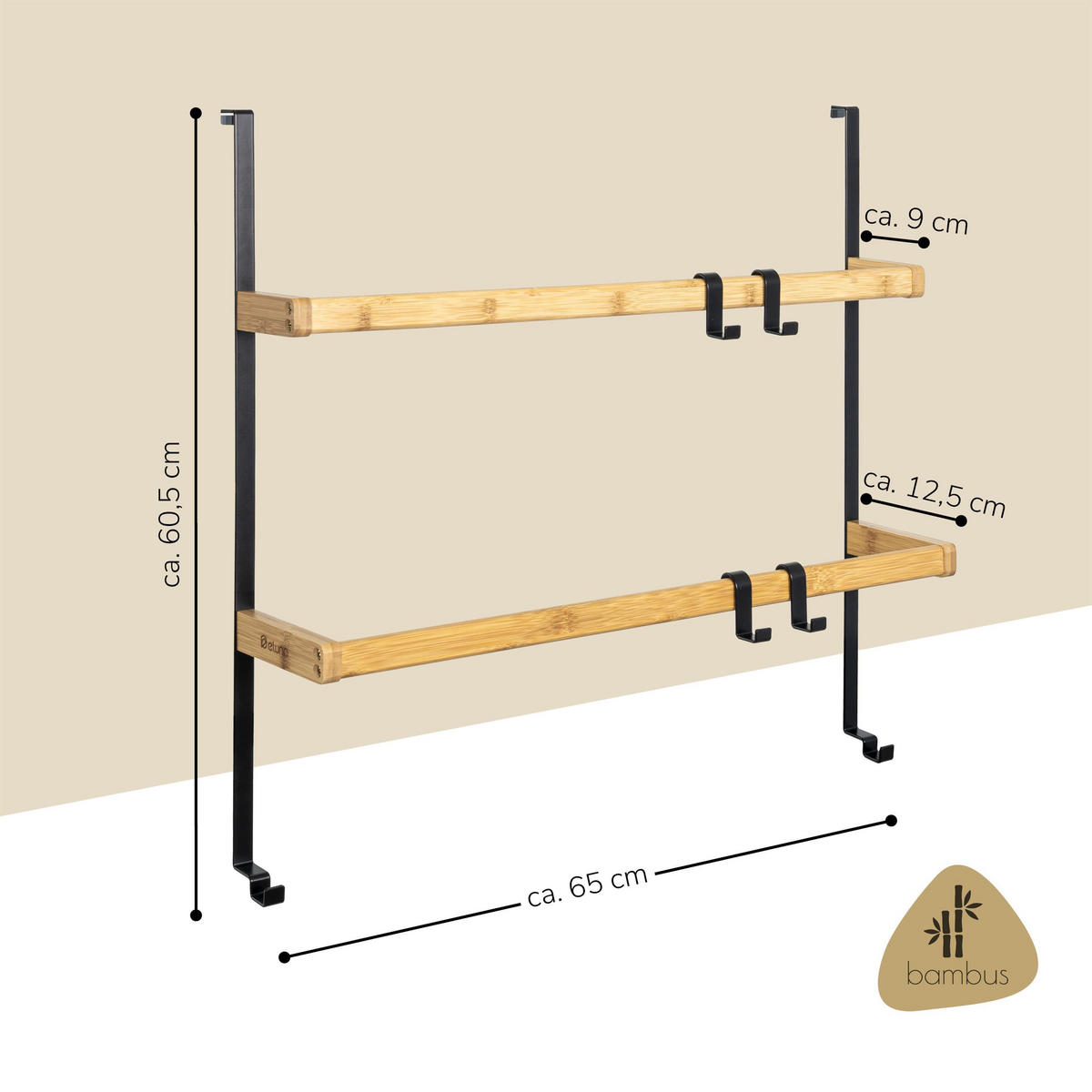 TÜR-HÄNGEREGAL, schwarz - Schwarz, Holz (65/86/17cm) - eluno