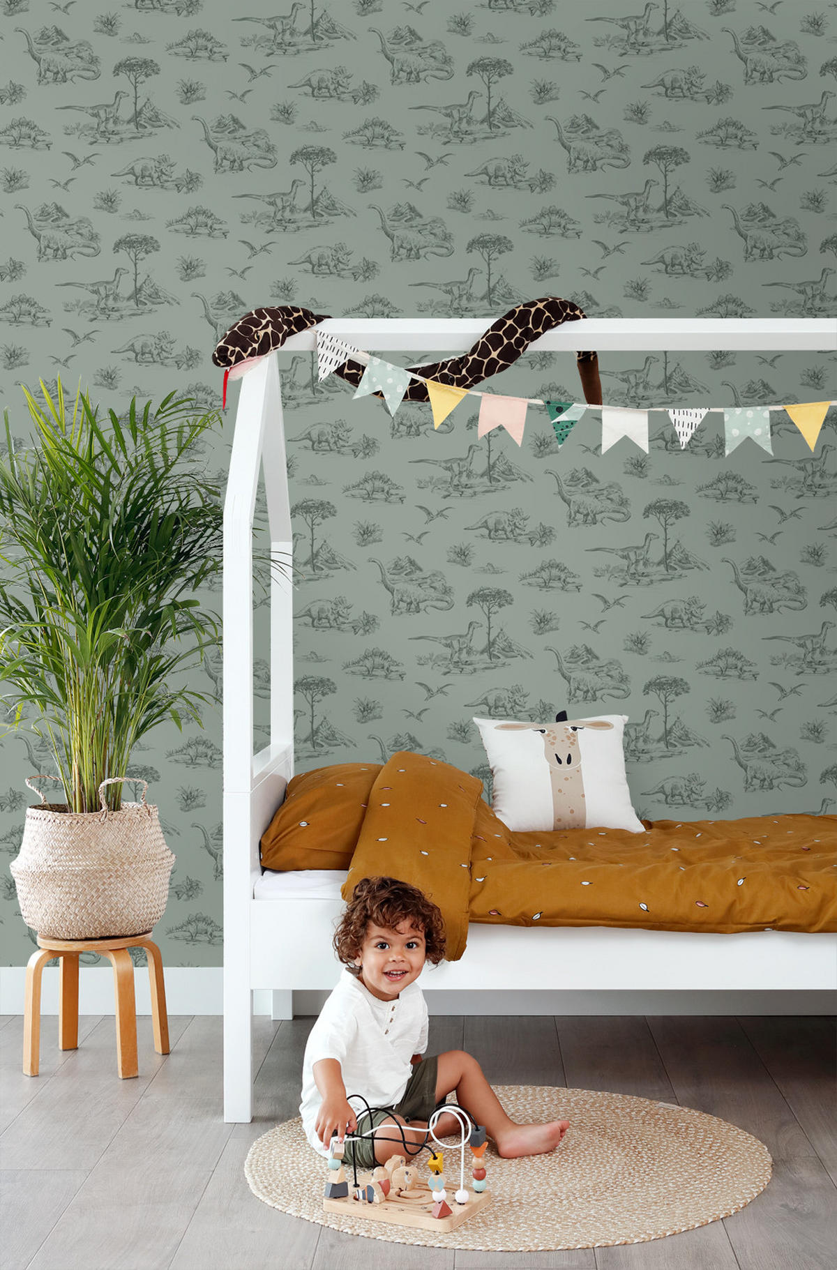 TAPETE Dinosaurier 53 cm x 10.05 m - Grün, Papier (53/0.1cm) - ESTAhome