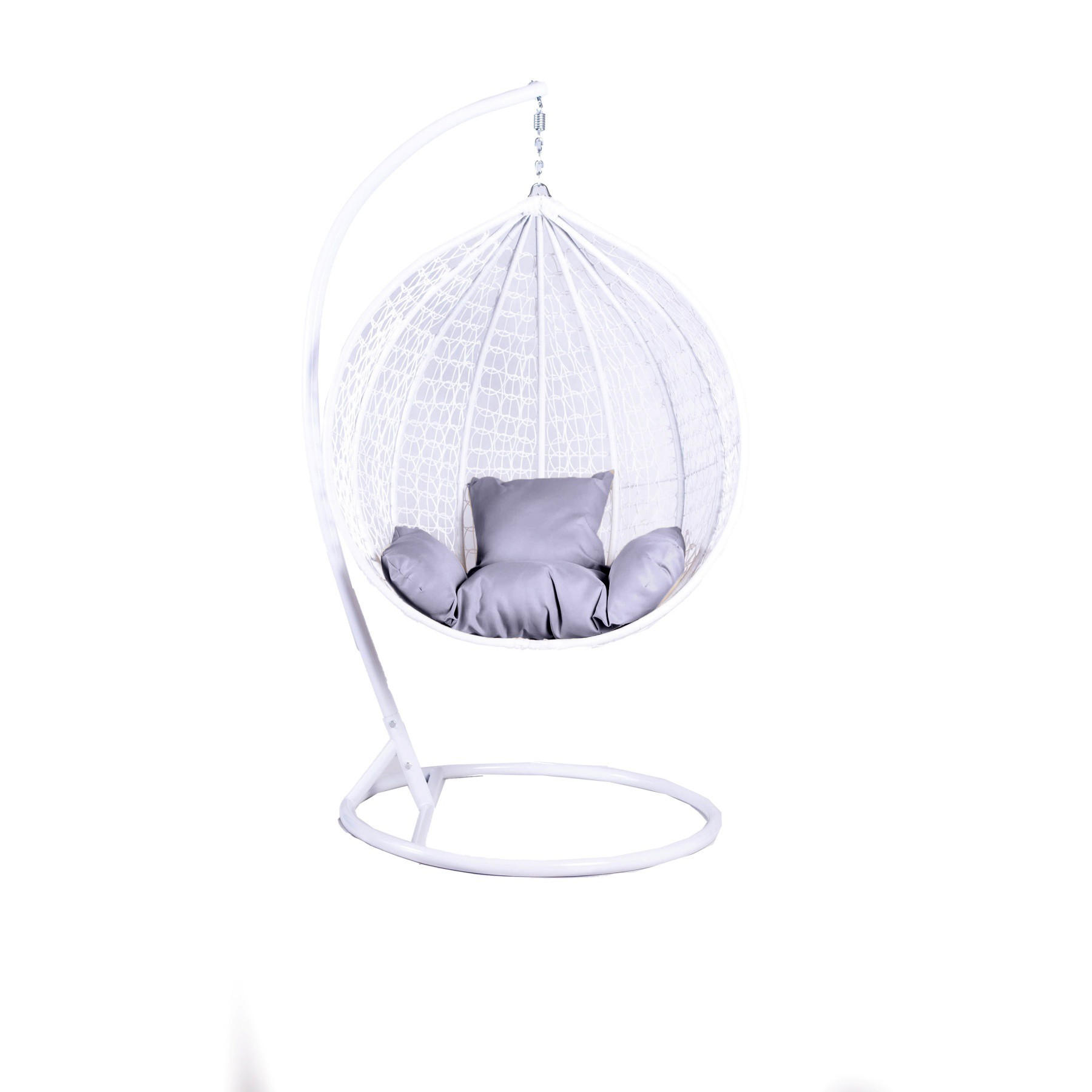 HÄNGESESSEL Cobe Weiß, Grau Kissen, Garten Hängesessel Kokon aus Technorattan - Weiß/Grau, Kunststoff/Metall (107/198/68cm) - Bettso