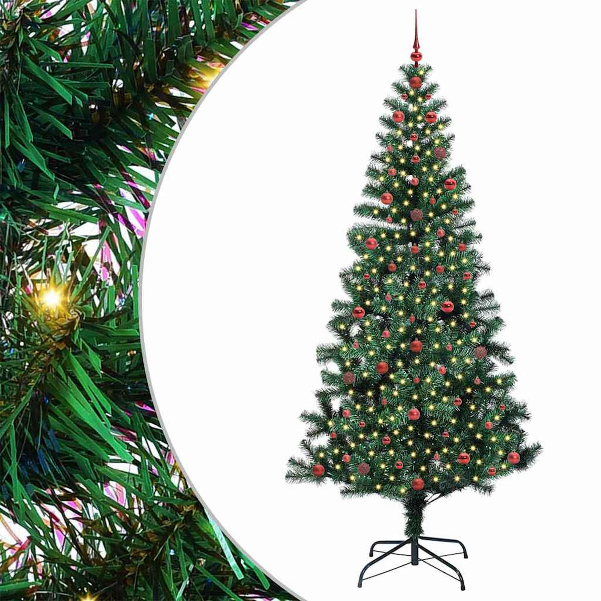 WEIHNACHTSBAUM Künstlicher Vorbeleuchteter Haltbar 120/120/240 cm Grün PVC - Schwarz, Kunststoff (240cm) - vidaXL