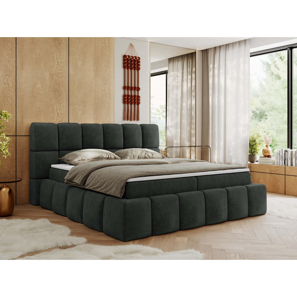 Thumbnail - MKS Boxbett, Dunkelgrau, Textil, 2-Sitzer, H4, 7-Zonen, Rechteckig, 200x200 cm, Oeko-Tex®, Schlafzimmer, Betten, Boxspri...