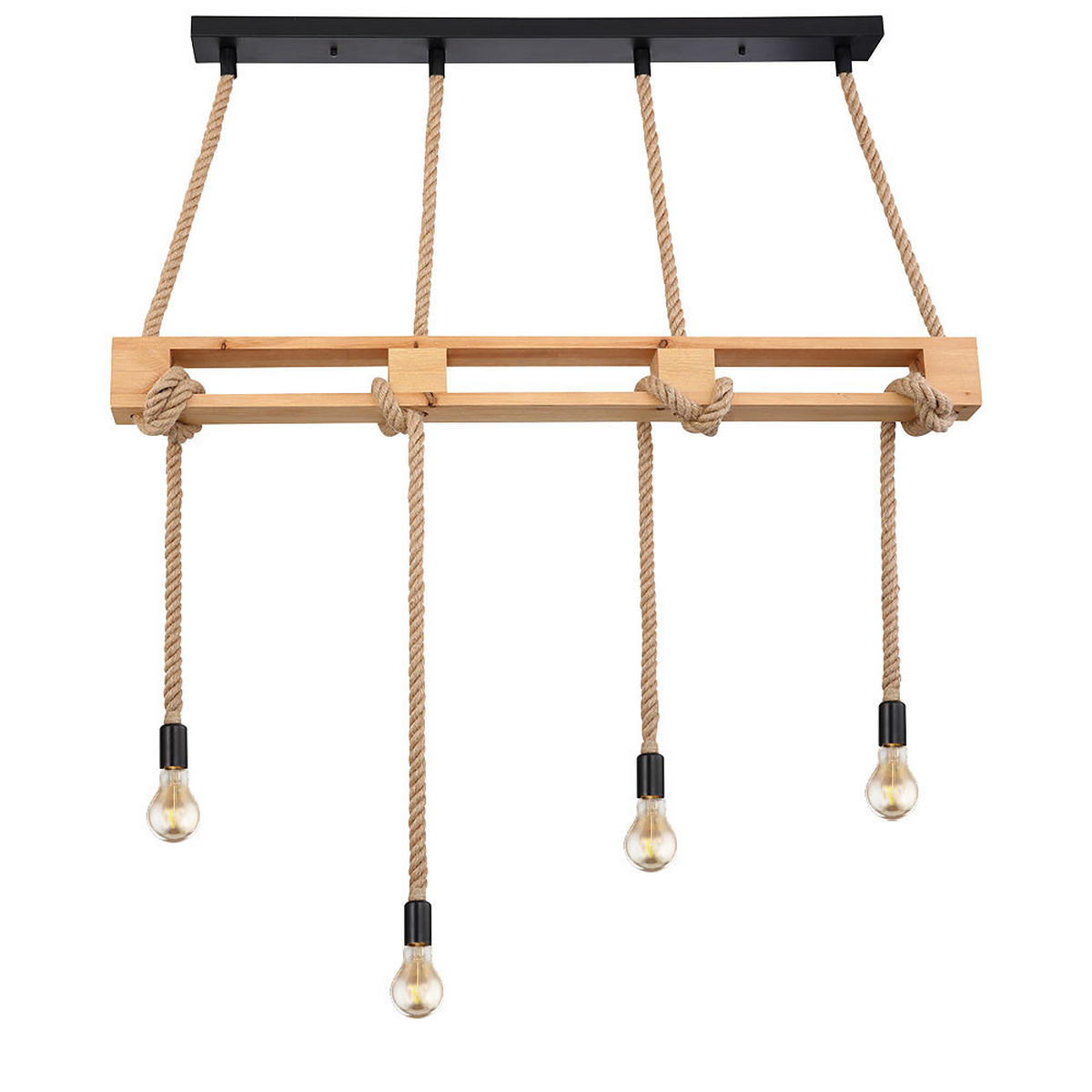 HÄNGELEUCHTE Balken Hanfseil Braun - Braun, Holz (120/10/120cm) - Globo Lighting