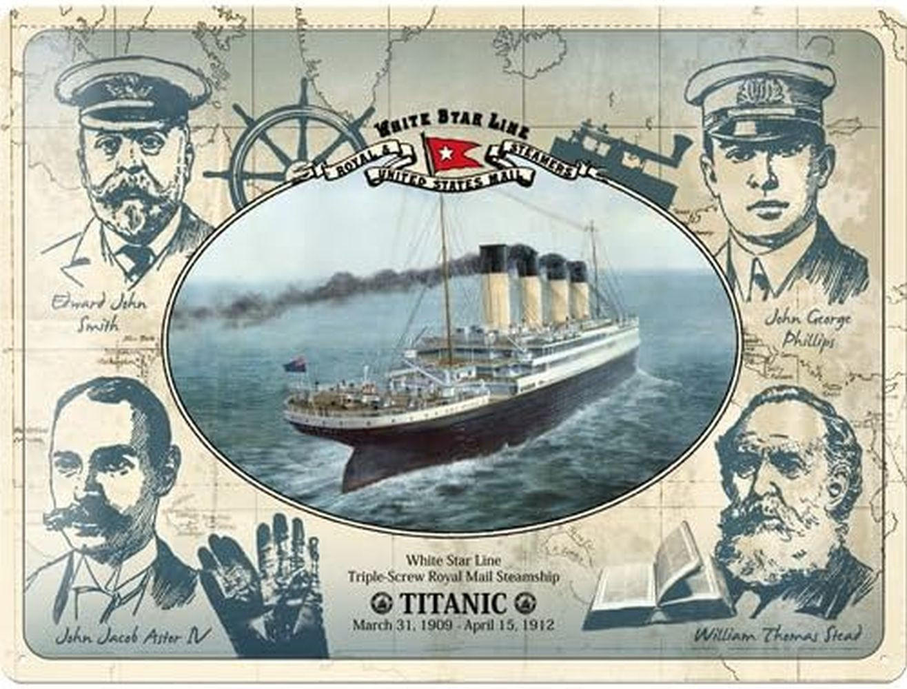 BLECHSCHILD 30/40 cm Titanic Mannschaft - Multicolor, Metall (40/30/0.2cm) - Nostalgic-Art