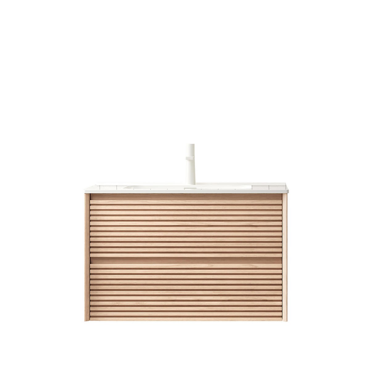 WASCHTISCHKOMBI 81x46.5x51.5cm Natur/Weiß mit Keramikbecken & 2 Soft-Close-Schubladen - Naturfarben, Keramik (81/51.5/46.5cm) - Modfu