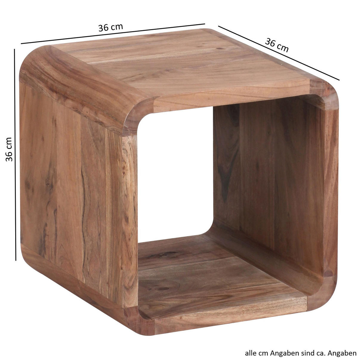BEISTELLTISCH Set – 2-teilig Akazie Massivholz handgefertigt - Beige/Braun, Holz (36/43/43cm) - KADIMA DESIGN