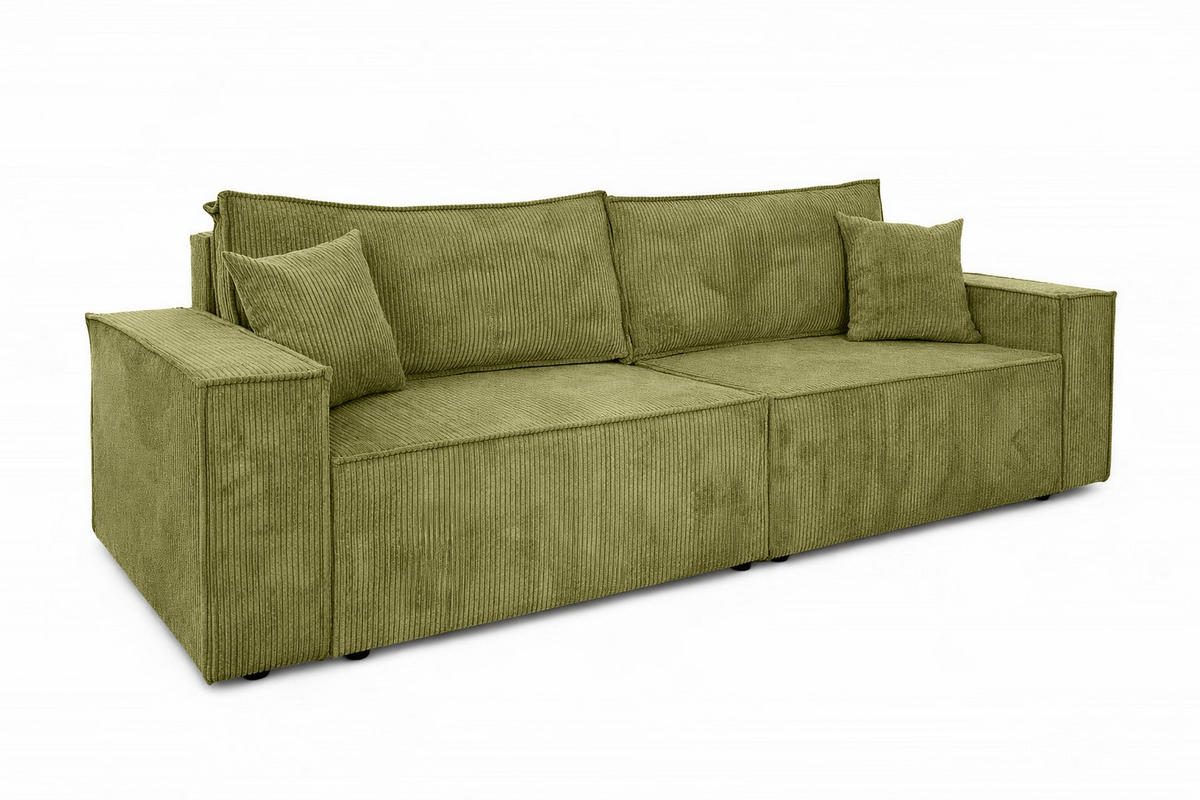 SOFA Mit Schlaffunktion Und Bettkasten, Cordstoff Poso, Olive, BEST SCORNER - Olivgrün, Holz (245/83/90cm) - Kaiser Möbel