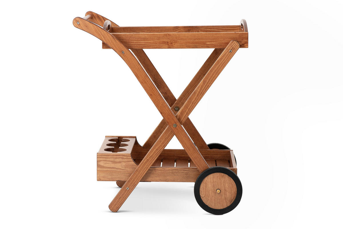 BAR-AUF-RÄDERN ARVICOLA aus Kiefernholz, braun - Braun, Holz (70/83/56cm) - KONSIMO®