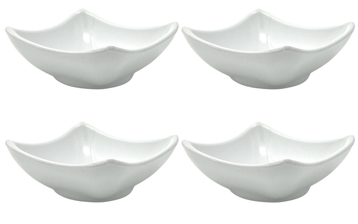 DIPSCHALEN 4er-Set Melamin Set Weiß 754 - Weiß, Naturmaterialen (7.7/7.7/3cm) - DanDiBo