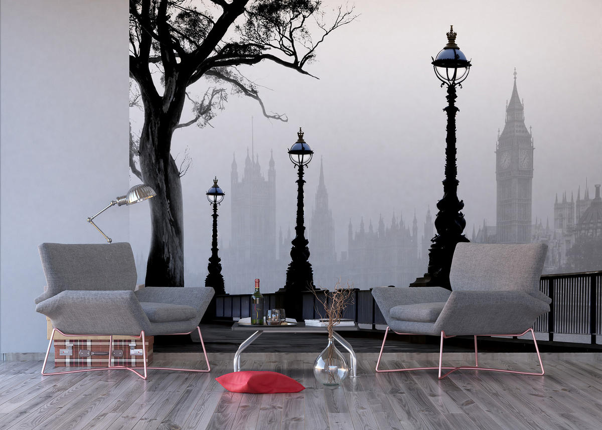 FOTOTAPETE London 375 x 270 cm - Schwarz, Papier (375/270cm) - Sanders & Sanders