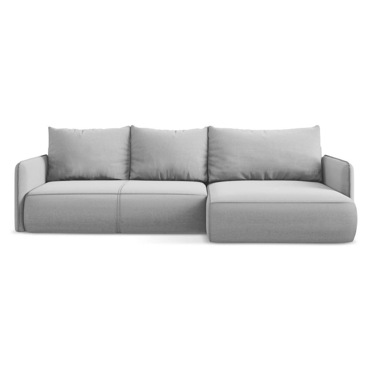 ECKSOFA mit Schlaffunktion Samt Stoff Grau - Schwarz/Grau, Kunststoff/Textil (240/148cm) - LaMiaSofa