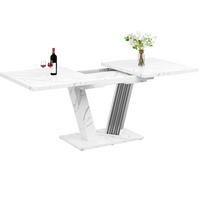 JÍDELNÍ stůl 120/160/80/76 cm bílý MDF/kov, rozkládací - bílá, kompozitní dřevo (120/80/76cm) - BEAOK