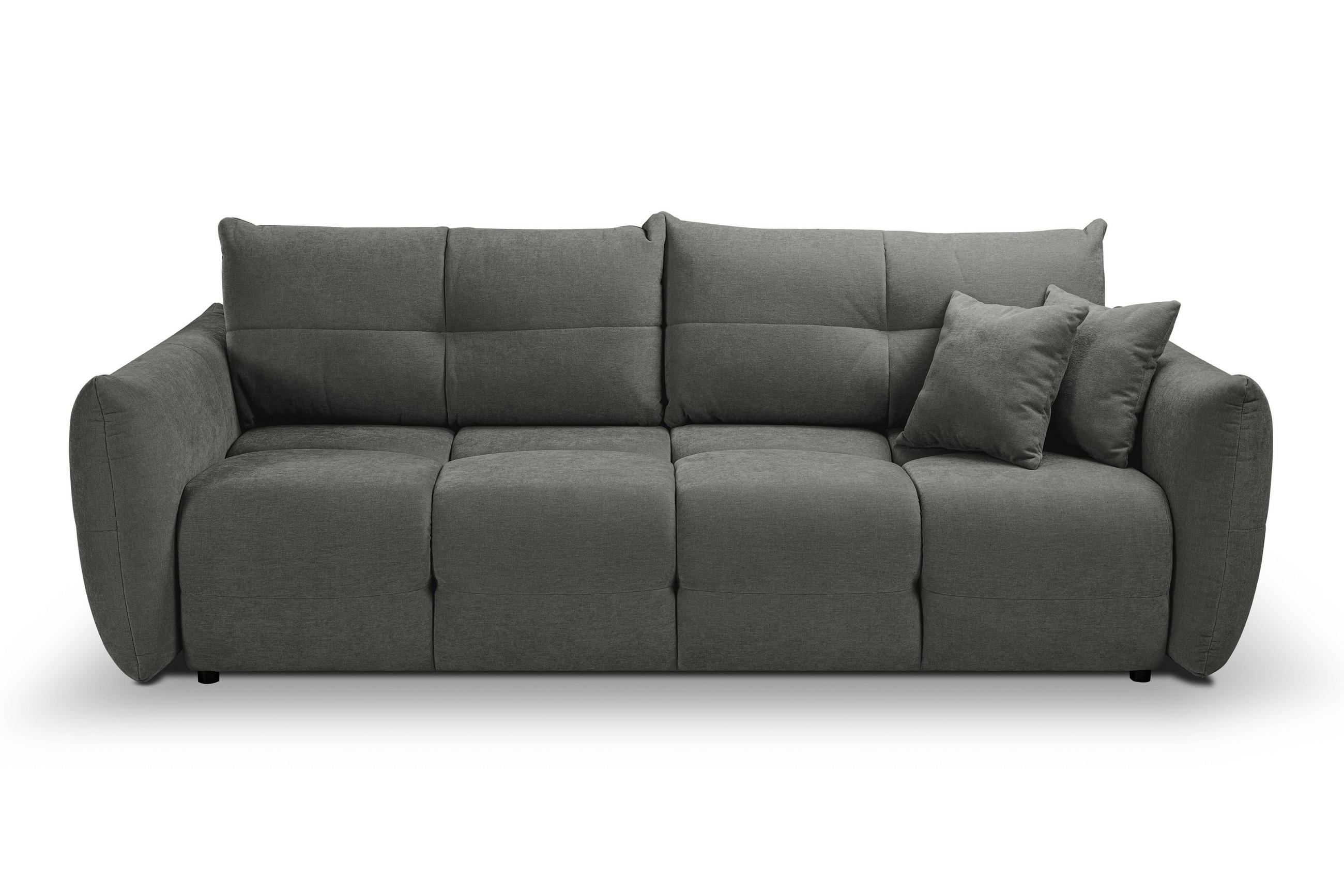 BETTSOFA MODA Grau Chenille-Stoff mit Schlaffunktion - Grau, Holz (245/86/110cm) - MASSENO