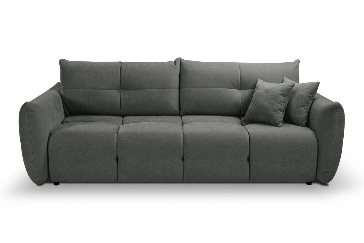 BETTSOFA MODA Grau Chenille-Stoff mit Schlaffunktion - Grau, Holz (245/86/110cm) - MASSENO