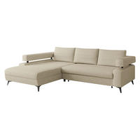 ECKSOFA Rosa, Seite: Links OT-2R - Creme/Schwarz, Holz/Textil (265/184cm) - MIRJAN24