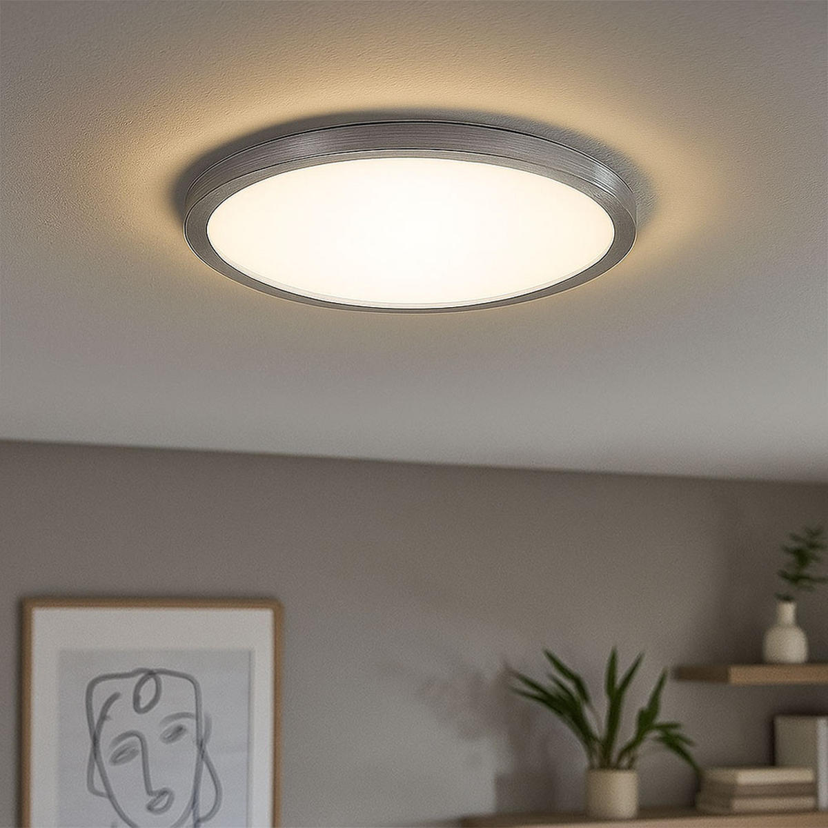 LED DECKENLEUCHTE Backlight Silber - Weiß, Kunststoff (42.5/42.5/3.4cm) - Briloner