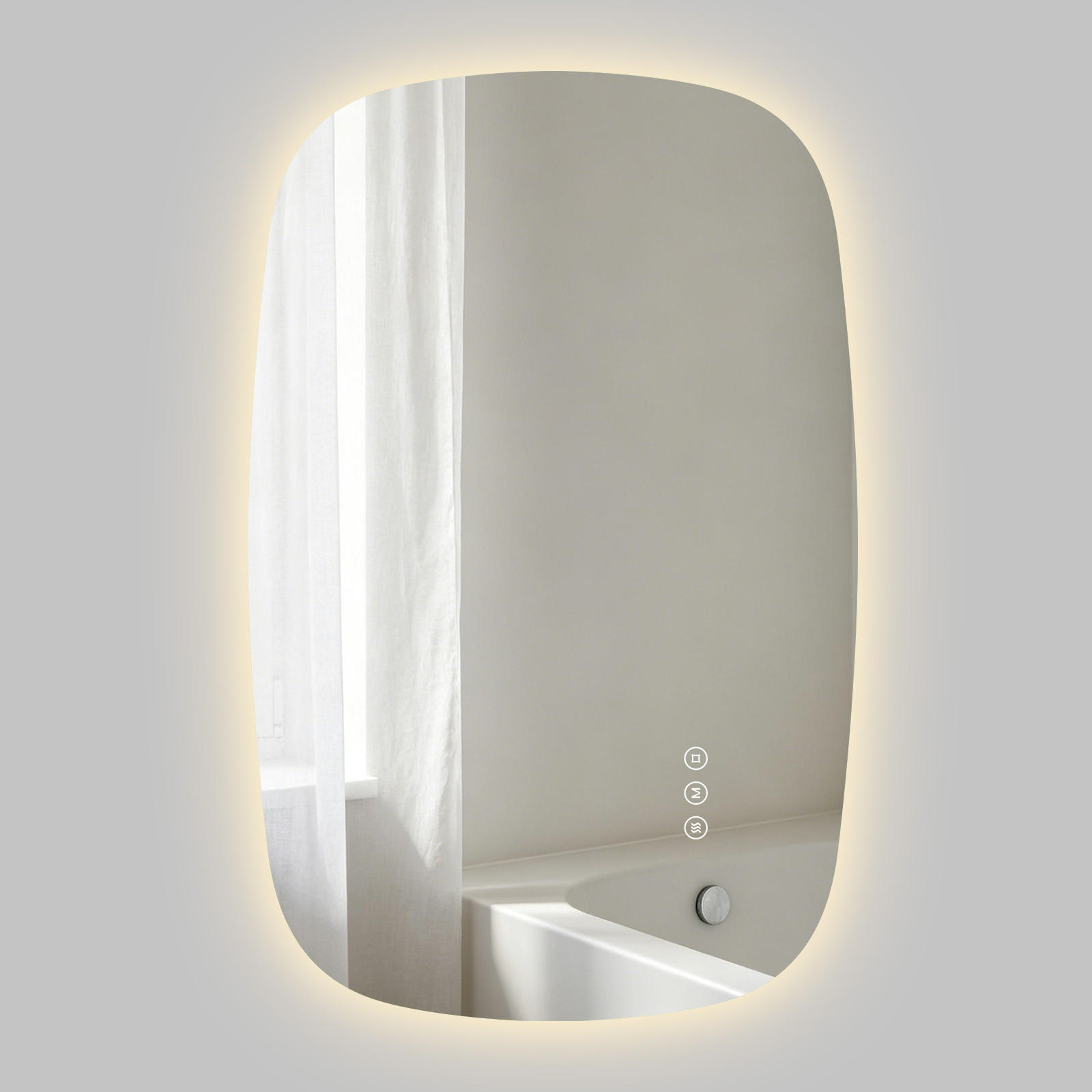 BADSPIEGEL MIT BELEUCHTUNG 70/45 cm Oval mit dimmbarer LED-Beleuchtung und Antibeschlag - Transparent, Glas (45/70/2.5cm) - S'AFIELINA