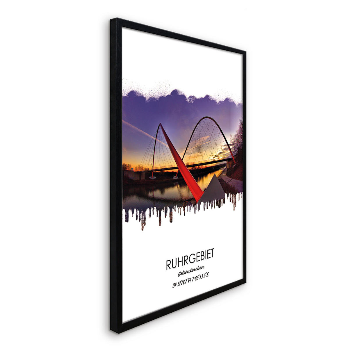 POSTER mit Rahmen 50x70 cm Ruhrgebiet Gelsenkirchen - Gelb, Holz (51/71cm) - artissimo