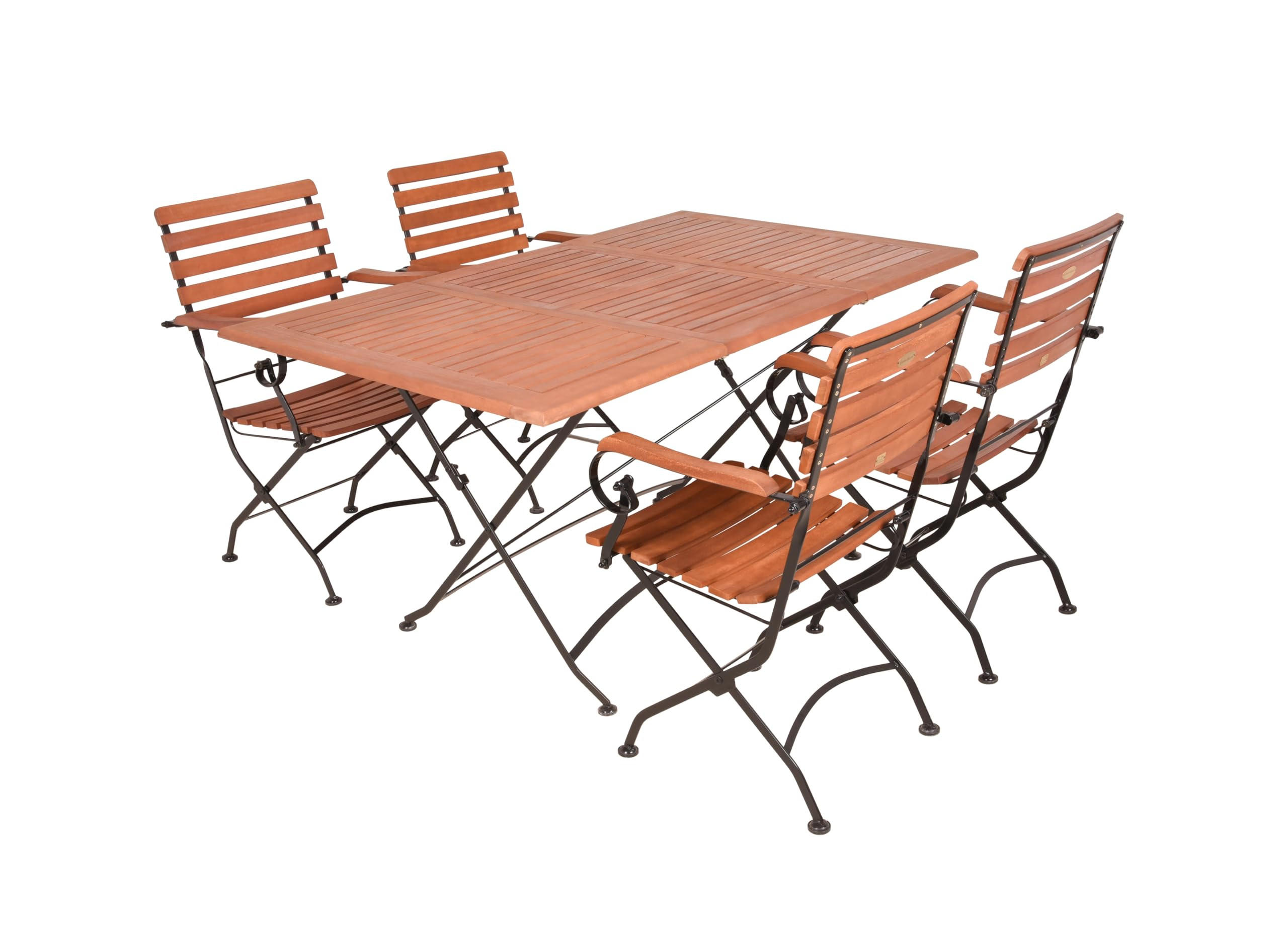 GARTEN-SITZGRUPPE Tor 5-teilig Mit Armlehne Gartenmöbel-Set - Schwarz, Holz - DELUKE