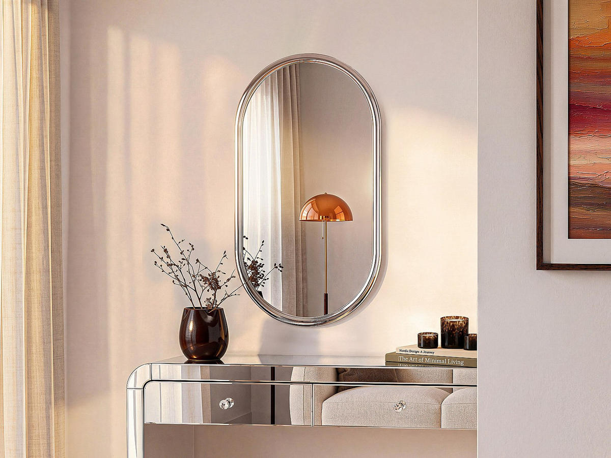 WANDSPIEGEL - 40 x 2 - metall - silberfarben Refleya - Silberfarben, Metall (40/70/2cm) - Vente-Unique