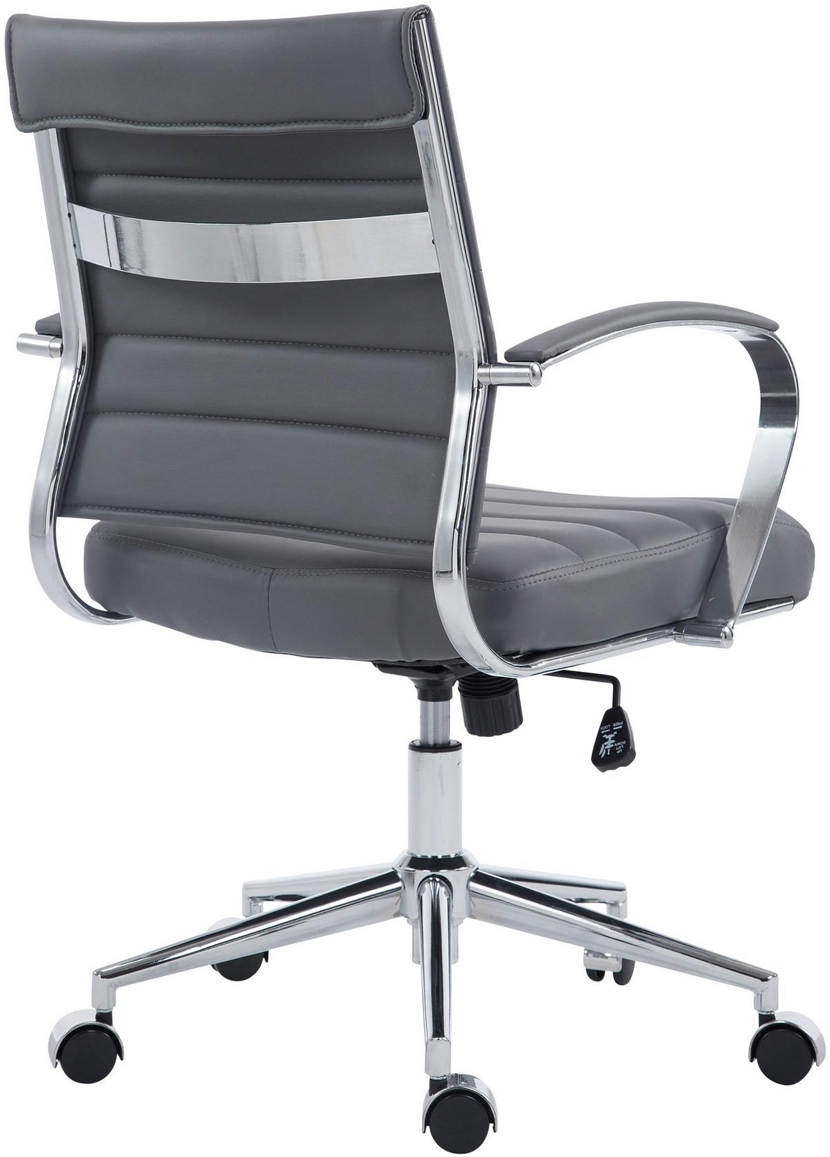 DREHSTUHL Lederlook Grau - Chromfarben/Grau, Leder/Textil (57/90/62cm) - CLP