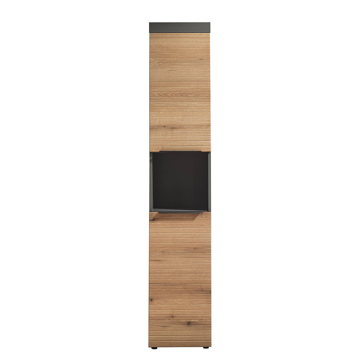 HOCHSCHRANK - Eichefarben/Schwarz, Holzwerkstoff/Kunststoff (40/195/30cm) - home24