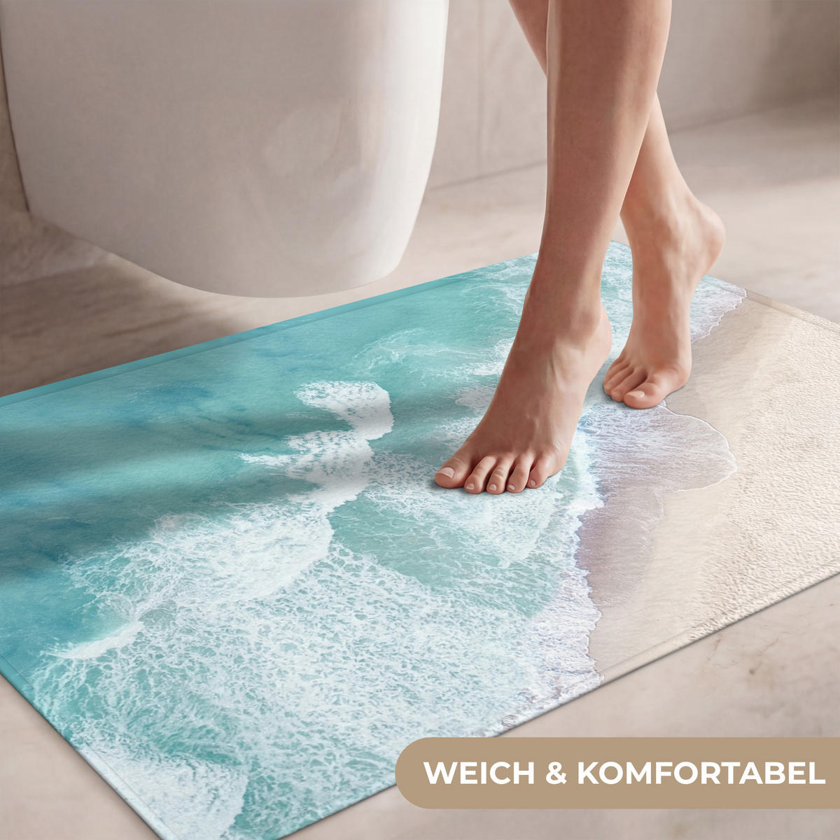 WC PŘEDLOŽKA Pláž - Moře - Příroda - Léto 90x60 cm - tyrkysová, textil/plast (90/1cm) - OnlyWow