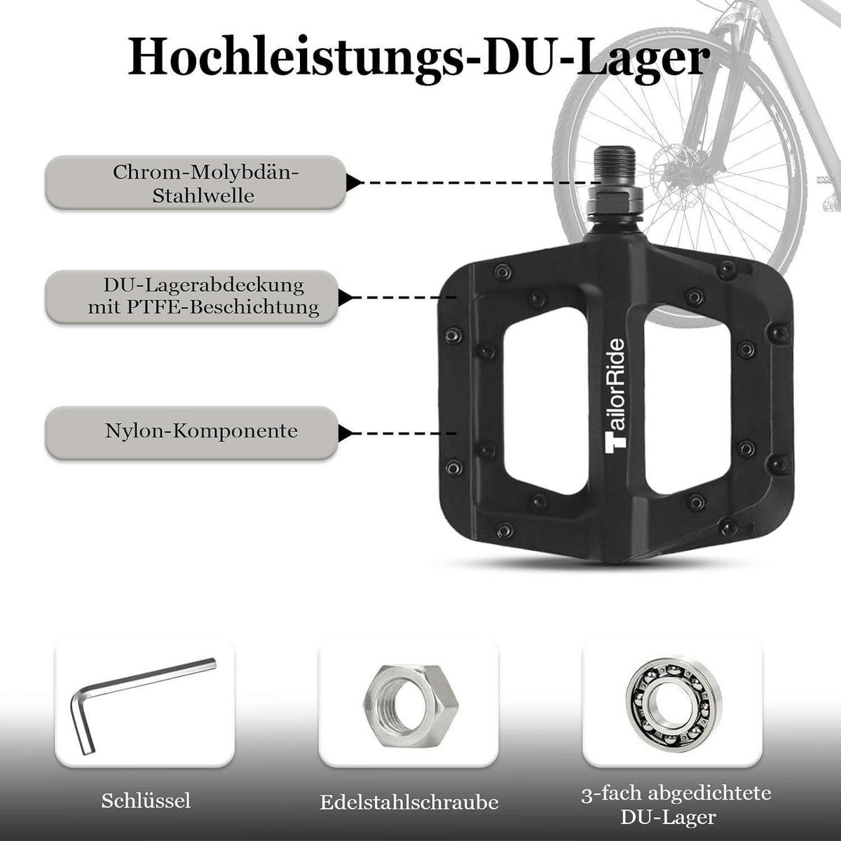 FAHRRADPEDALE Plattform-Pedale Schwarz 9/16 Zoll - Schwarz, Metall (9/2.5/10cm)