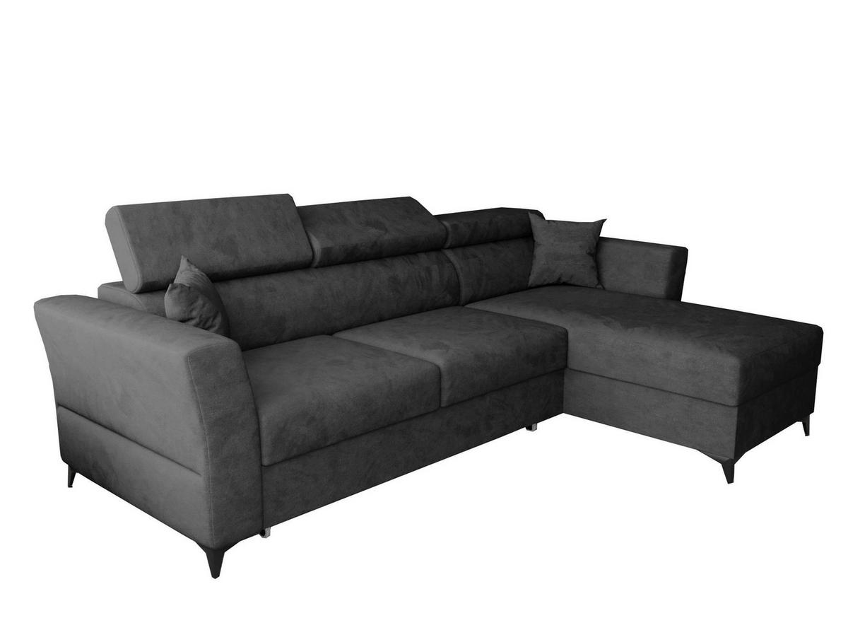 ECKSOFA L Form Ribella Antrazit 265/180/100 cm Rechts mit Schlaffunktion - Schwarz/Grau, Textil/Metall (265/180cm) - AX Living