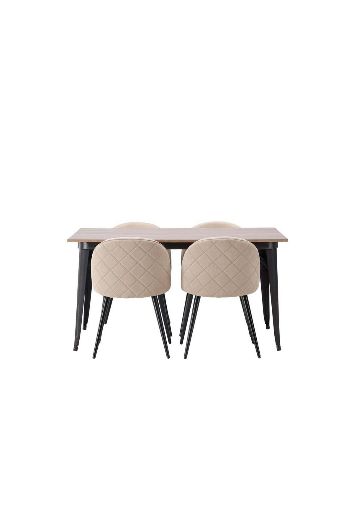 ESSGRUPPE, Tempe, Tisch Beige, Stühle Beige, Holz, 80 x 140 x 75 cm, 5-teilig - Beige, Holz/Metall (80/75/140cm) - ebuy24