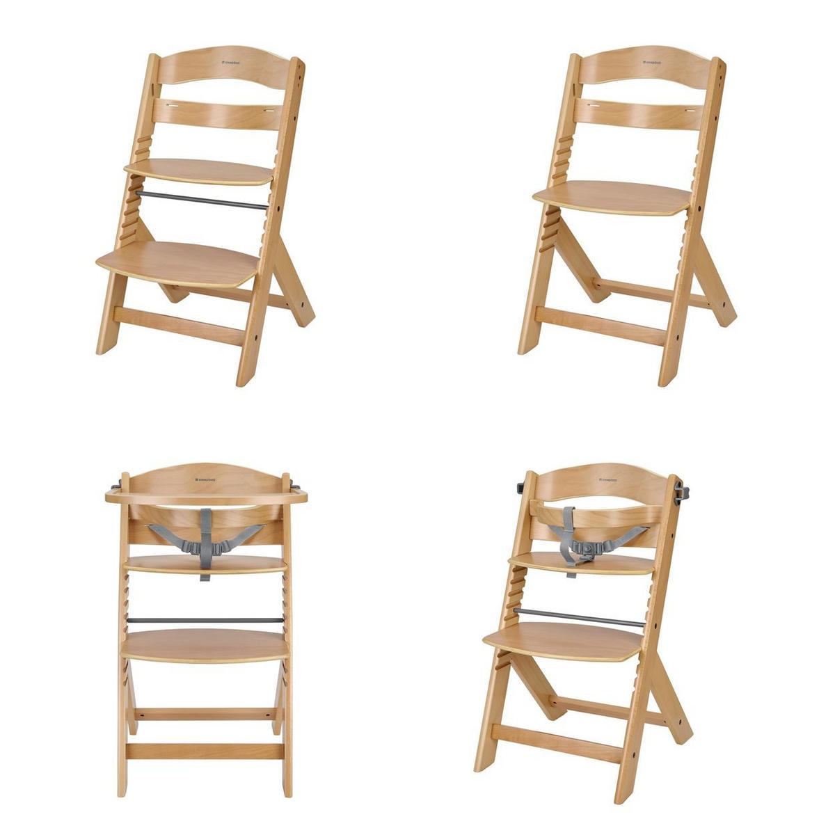 HOCHSTUHL Nordy braun Holz, verstellbarer Sitz, Sicherheitsgurt, skandinavisches Design - Braun, Metall (44/79/49cm) - Kikka boo