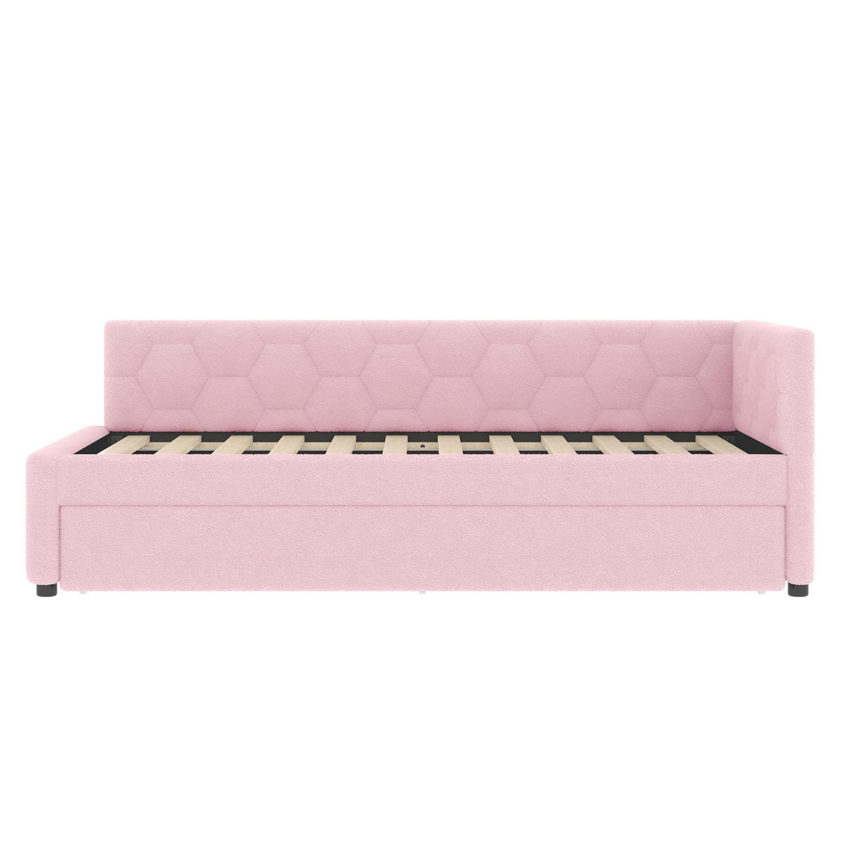 TAGESBETT 90/200 cm Rosa mit Ausziehbett, USB und Typ-C - Rosa, Textil (90/200cm) - MIVRAY
